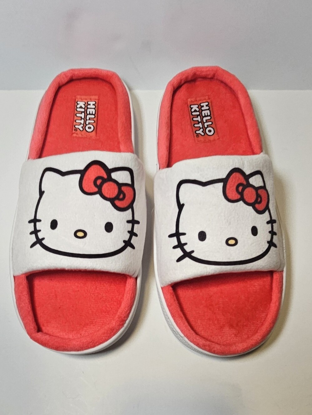 Hello Kitty White & Red Plush Slippers for Women